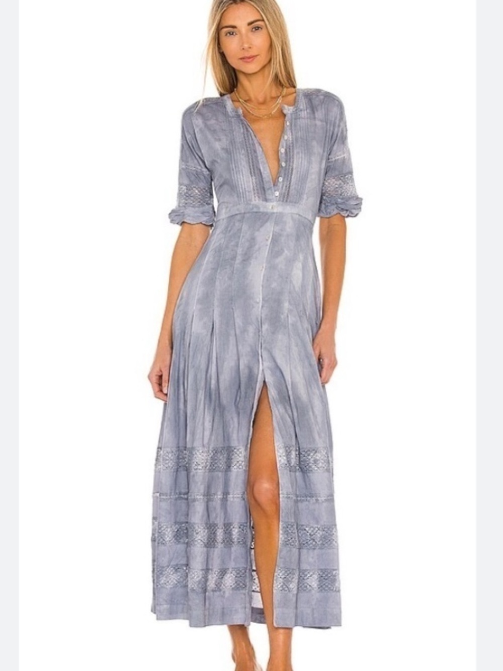 LoveShackFancy Edie Dress in Washed Denim